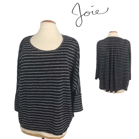 Joie Tops - Joie Ashlee Black And White Striped Linen Top M